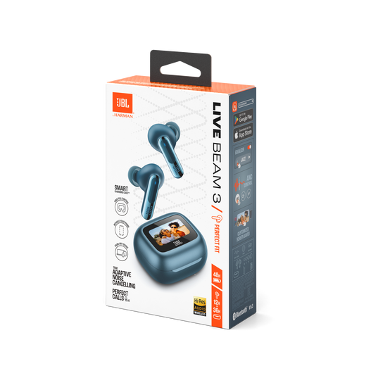 JBL Live Beam 3 - Blue - True wireless noise-cancelling closed-stick earbuds - Detailshot 15
