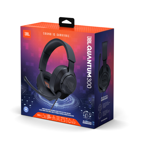 JBL Quantum 300 Wired Over-Ear Gaming Headset With Flip-up Mic