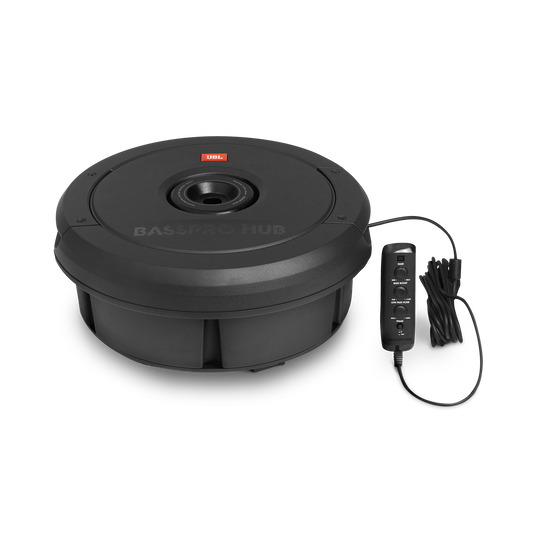 Hub | 11" (279mm) Spare tire subwoofer with 200W amplifier with remote control.