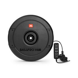 JBL BassPro Hub - Black - 11" (279mm) Spare tire subwoofer with built-in 200W RMS amplifier with remote control. - Hero