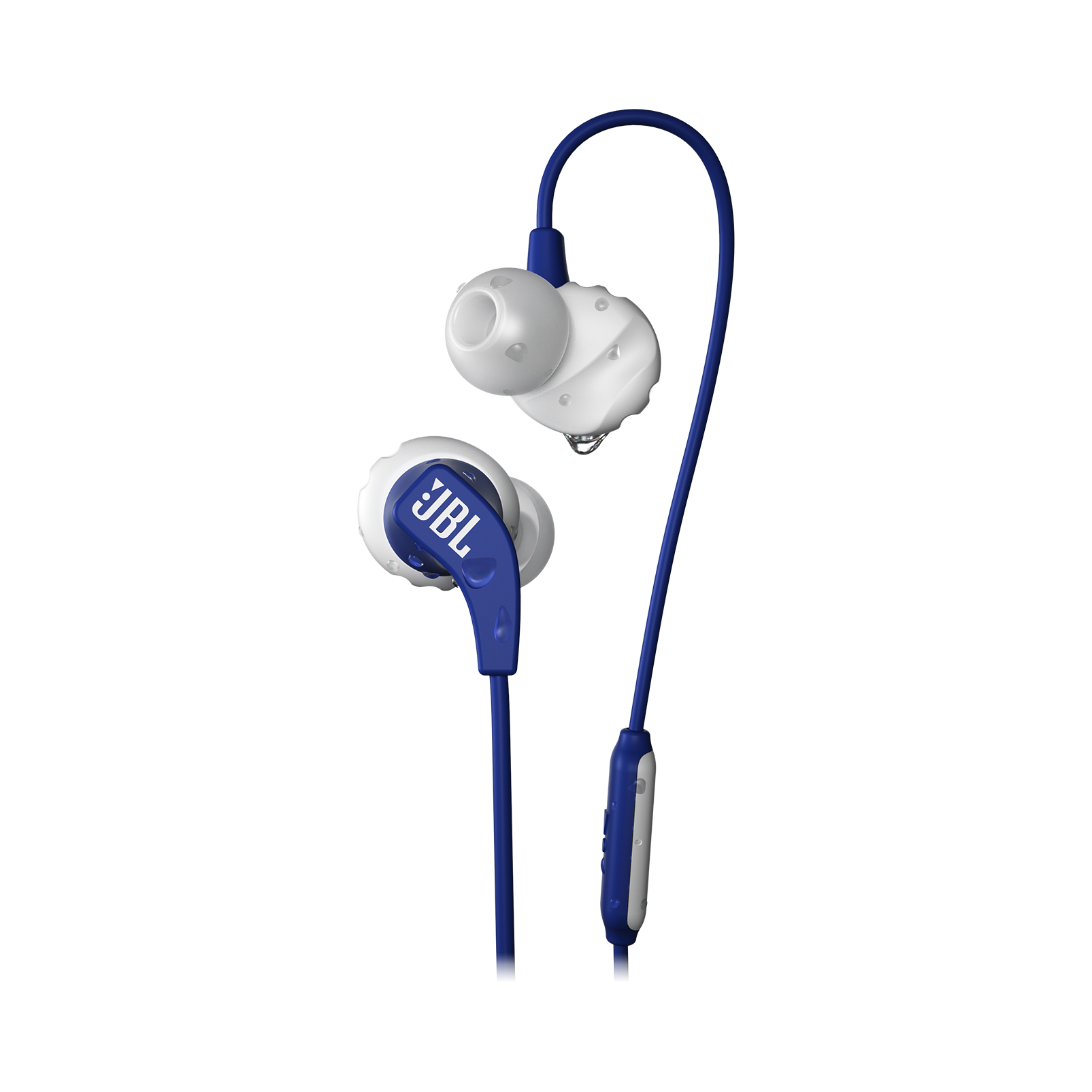 JBL Endurance RUN - Blue - Sweatproof Wired Sport In-Ear Headphones - Hero