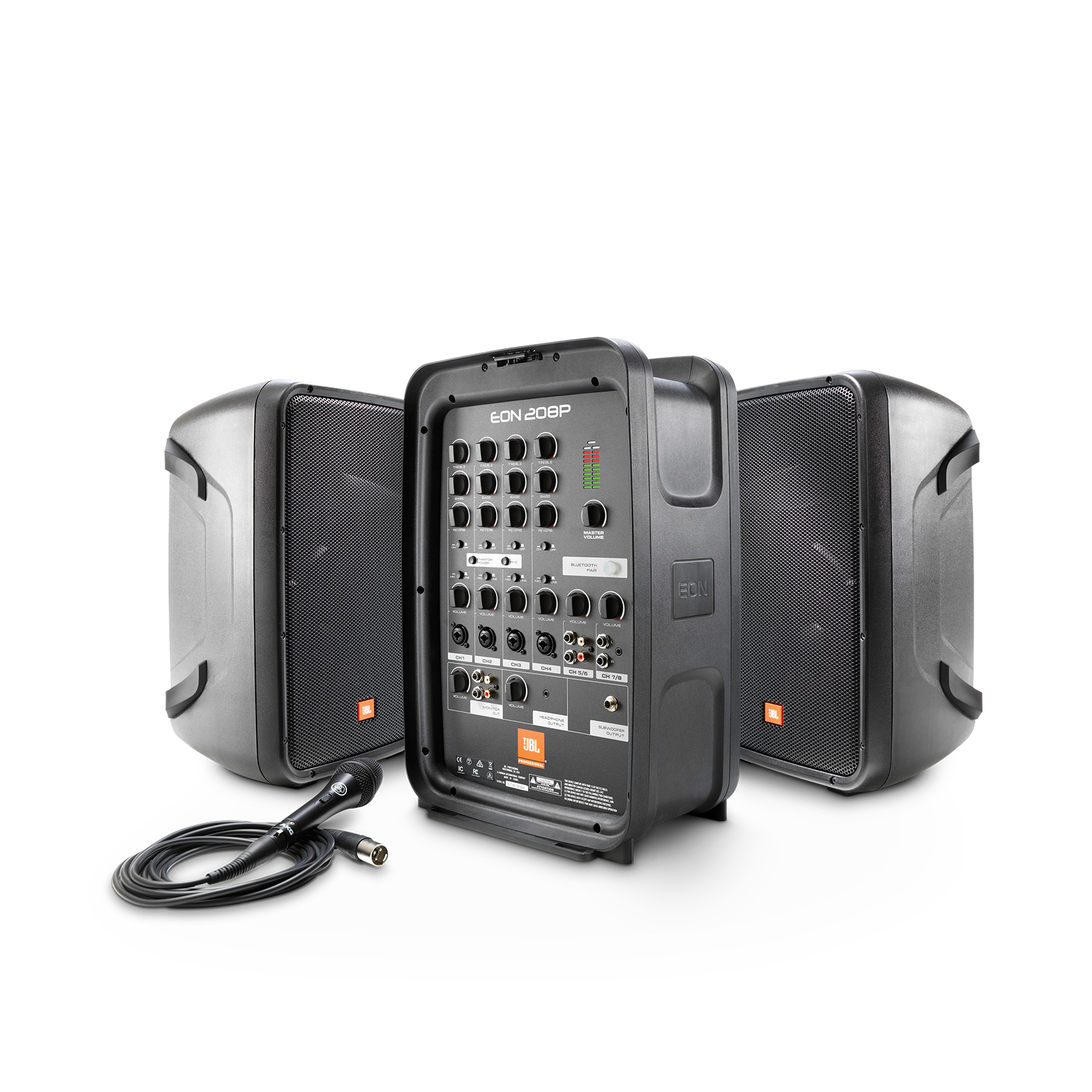 JBL EON208P - Black - Portable 8 in. 2-Way PA with Powered 8-Channel Mixer and Bluetooth® - Hero